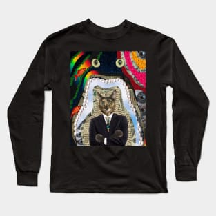 gato jefe collage de arte  digital Long Sleeve T-Shirt